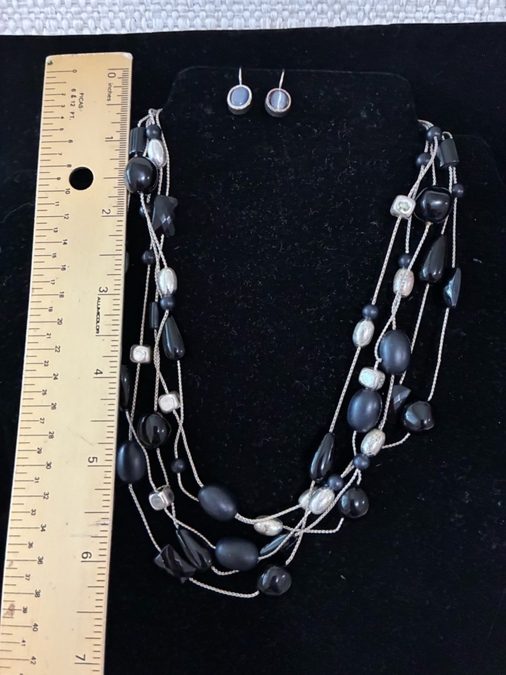 Vintage Ann Klein EUC Multi-Strand Black/ Silver tone earrings & unbra. Earrings - Picture 15 of 15